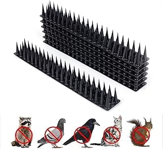 Pigeon Spikes (Pack of 10) Anti Bird Control for Balcony, Railing, Home Window Protection from Pigeon, Dog, Monkey, Crow, Kabootar, Split AC, Spikes with Double Sided Tape (Black)