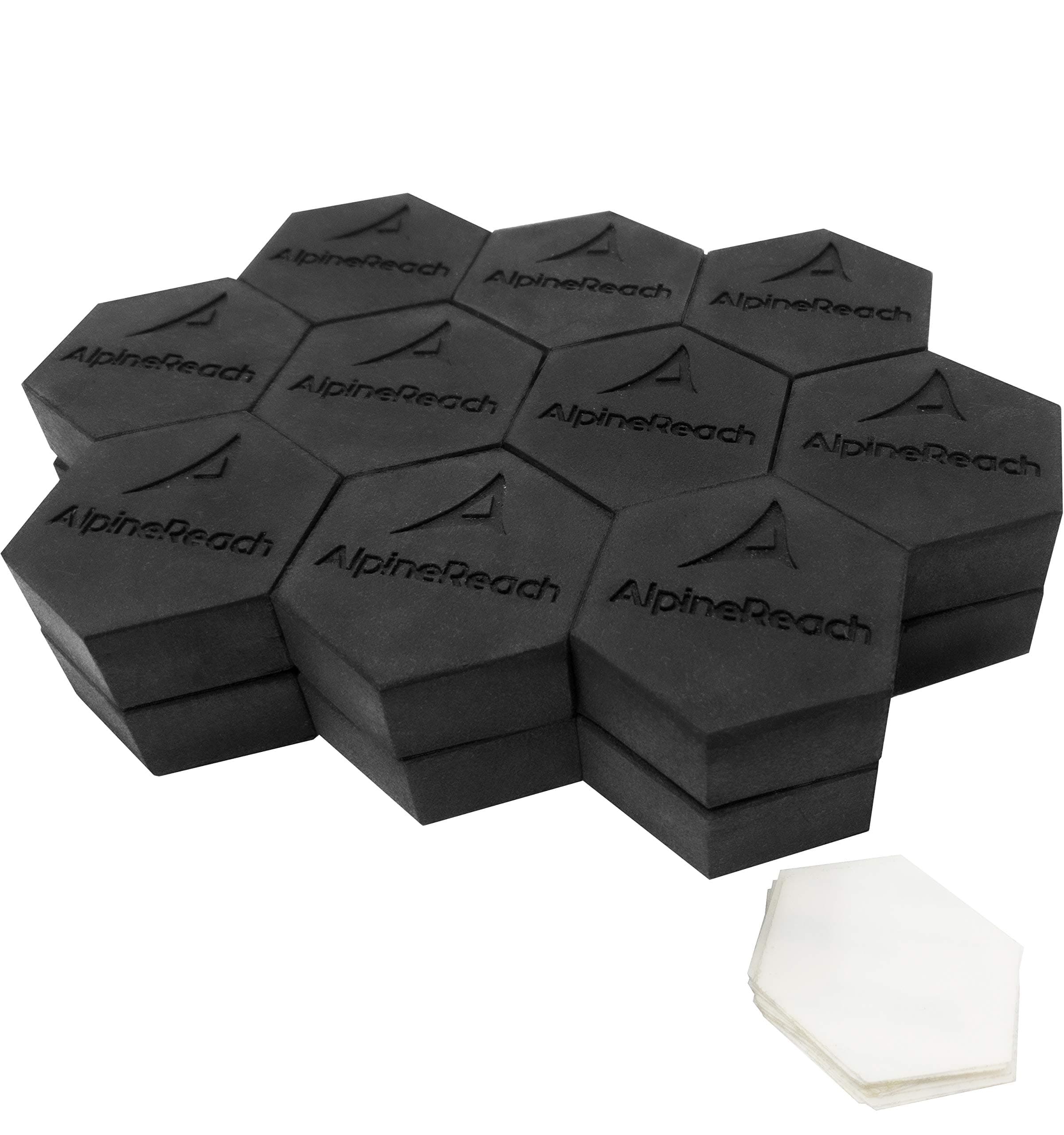 AlpineReach Extra Heavy Duty Pot Feet Risers 12 Pack Hexagons & Adhesive Pads - Protect Healthy Plants - Strong Invisible Supports Small Large Flower Planters Stability - Outdoor Lifter Toes Elevator