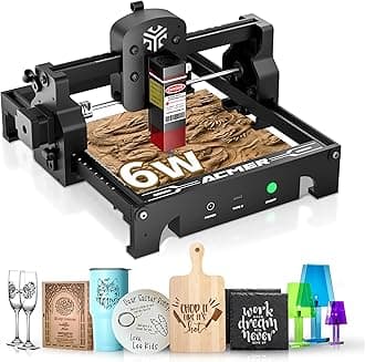 Laser Engraver Mini Machine 6W Engraving Tool for Crafting Beginner-Friendly Wood Laser Engraving for DIY Jewelry Wood Glass Leather, Laser Class4, Engraving Area 5.1"x5.1"