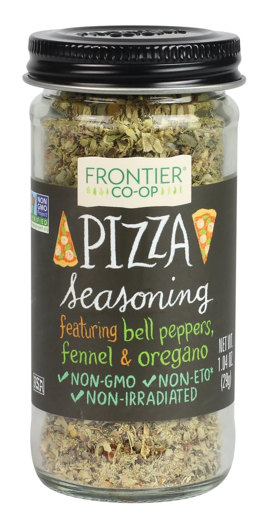 Frontier Co-opPizza Seasoning, 1.04-Ounce Jar, Featuring Bell Pepper, Fennel Seed & Oregano, Great on Pasta and Salads