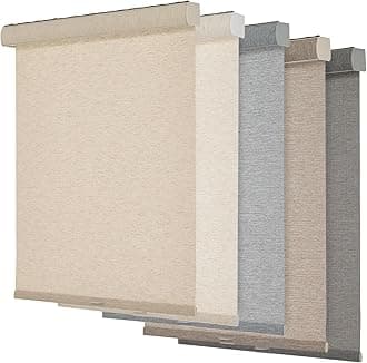 Persilux Light Filtering Roller Shades for Windows,Cordless,Linen Fabric,Roller Blinds,Thermal Insulated Fabric UV Protection Shades for Home,Office,Bedroom,Door,Light Filtering-Beige,51" W X 84" H