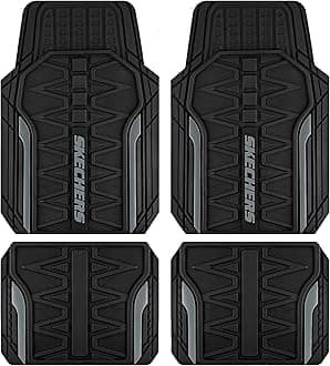 Skechers Car Floor Mats,Heavy Duty Rubber Car Mats Full Set,All Weather Floor Mats,Waterproof Trim to Fit Universal Floor Liner Car Accessories,Automotive Floor Mats for Cars Trucks SUV,Grey