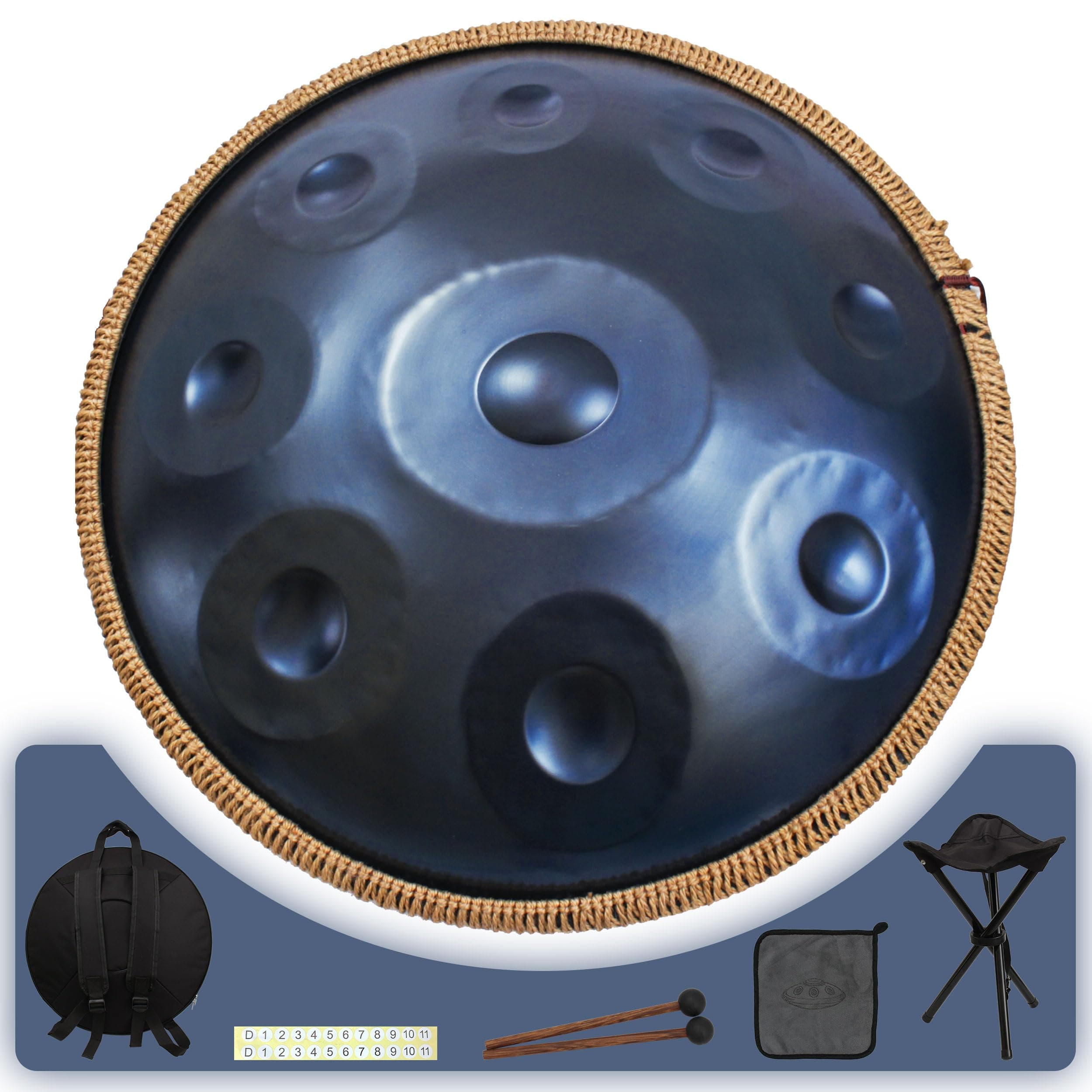- Handpan 22 inch D Minor Kurd Handpan 9 Notes Handpan Drum Instrument for Professional Performance, 440HZ Sound Handpan Drums for Adults