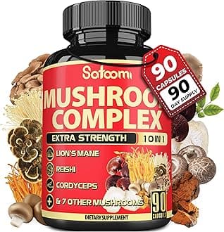 Satoomi 10in1 Mushroom Supplement Complex - Lions Mane, Cordyceps, Reishi, Chaga - Brain Supplements for Memory and Focus - 3 Month Supply