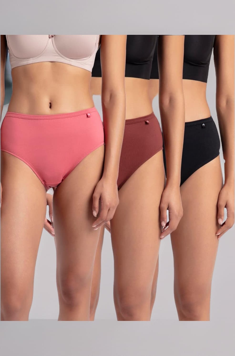 1406 Women's High Coverage Super Combed Cotton Mid Waist Hipster with Concealed Waistband and Stay Fresh Treatment (Pack of 3_Colors & Prints May Vary)