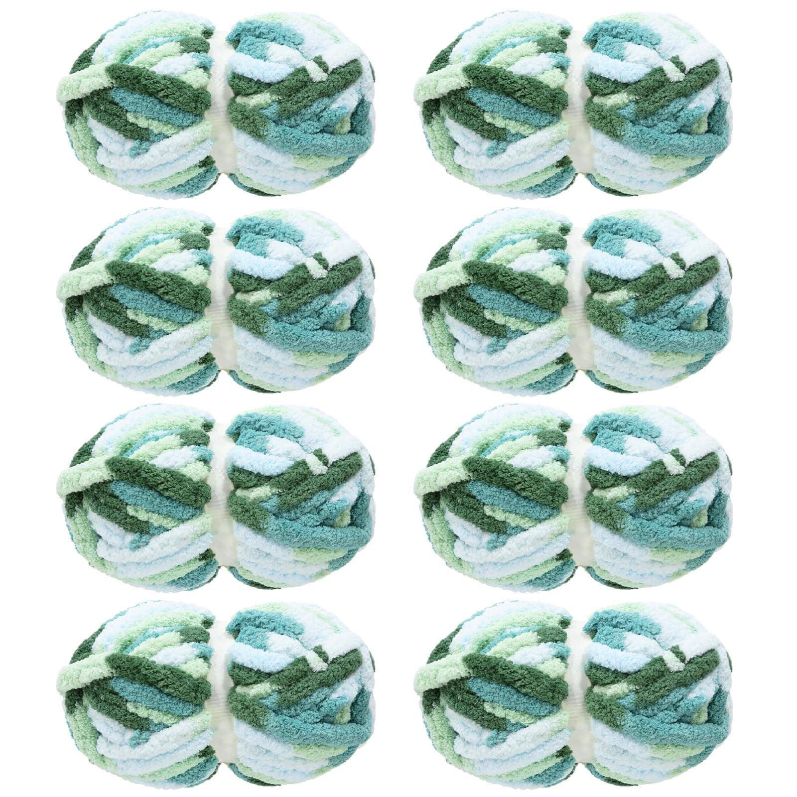 MABOZOO Tie Dye Chunky Yarn for Crocheting 8 Pack,White Fluffy Jumbo Chenille Yarn,Soft Plush Yarn Bulky,Giant Thick Fuzzy Yarn for Hand Knitting or Arm Knitting (31.7 yds,8 oz Each Skein)