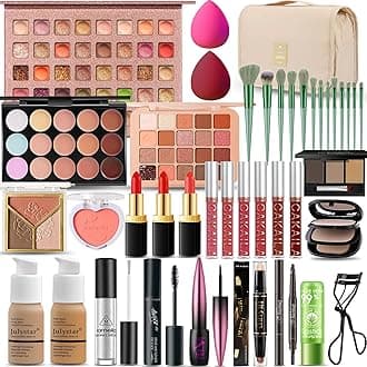 All in One Makeup Kit for Women Full Kit, Professional Travel Makeup Kit for Women & Teens, Foundation Eyeshadow Lipstick Brow Pencil Eyeliner Contour Powder, Complete Make Up Gift Set for Beginners