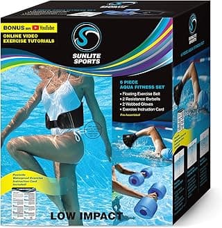 Sunlite Sports Water Workout Combo Set, High Density Water Weight, Swim Belt, Soft Padded, Water Aerobics, Aqua Therapy, Pool Fitness, Water Exercise