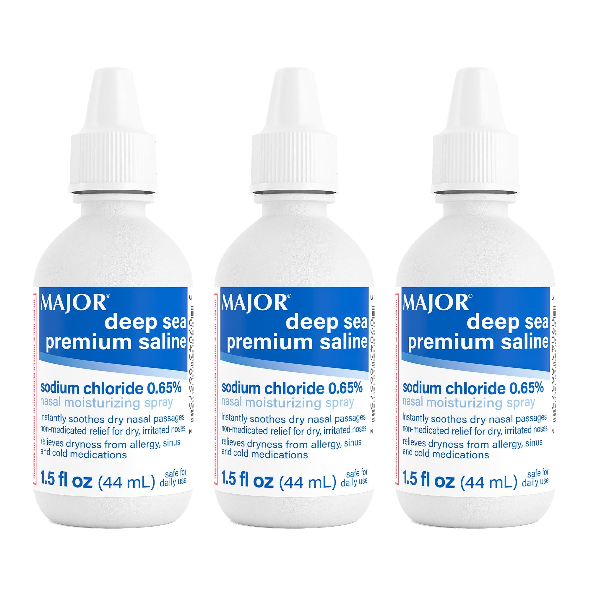 MAJOR Deep Sea Premium Saline - Nasal Moisturizing Spray for Dryness and Irritation Relief - Sodium Chloride 0.65% - 1.5 Fl. Oz (3 Pack)