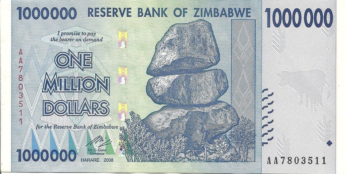 Beverly Oaks Zimbabwe 1 Million Dollars Banknote 2008