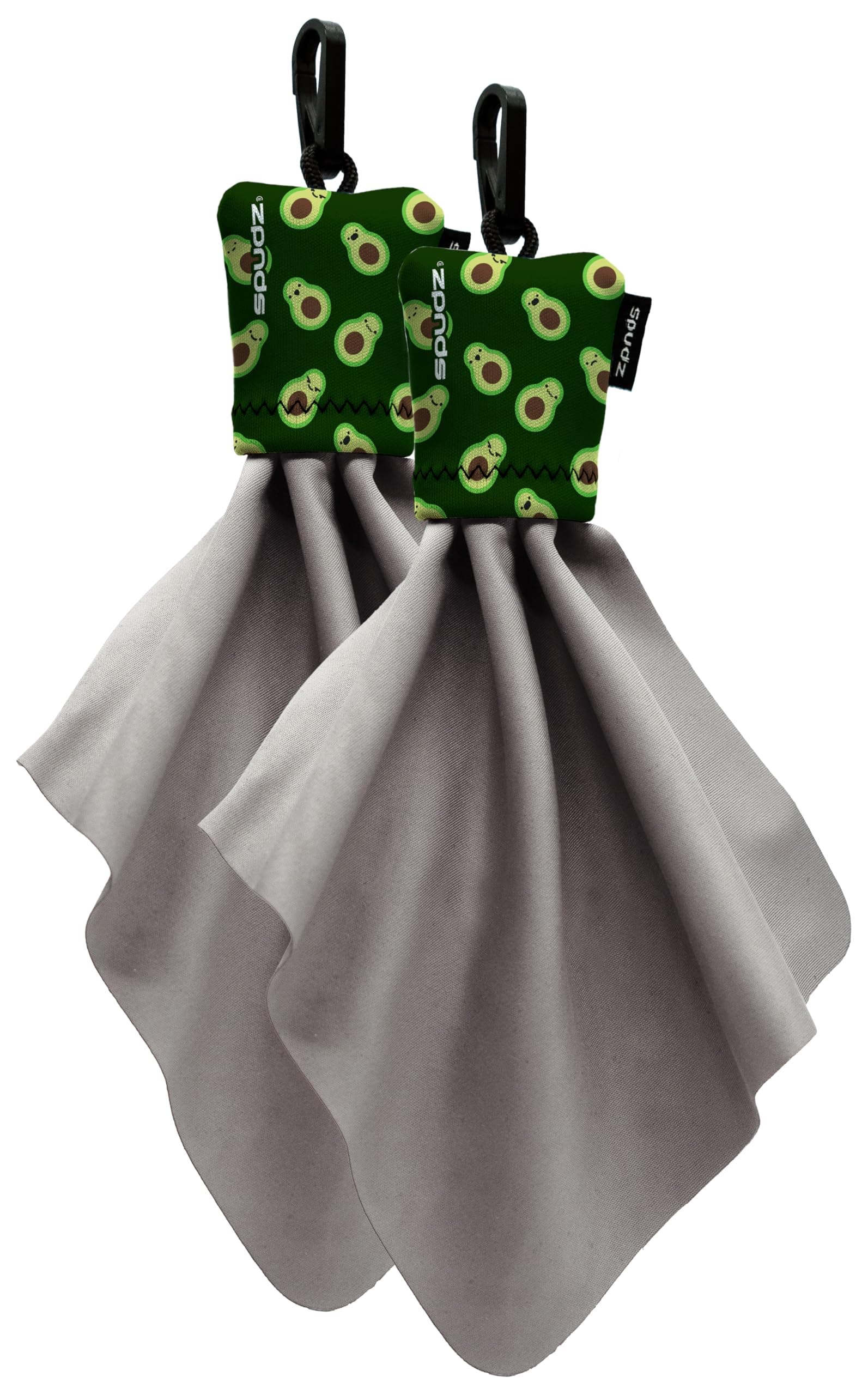 SPUDZ Classic Microfiber Lens Cleaner – Clip-On Pouch, Washable – for Binoculars, Scopes, Glasses, Screens | Avocado, 6 x 6 Inch (2-Pack)