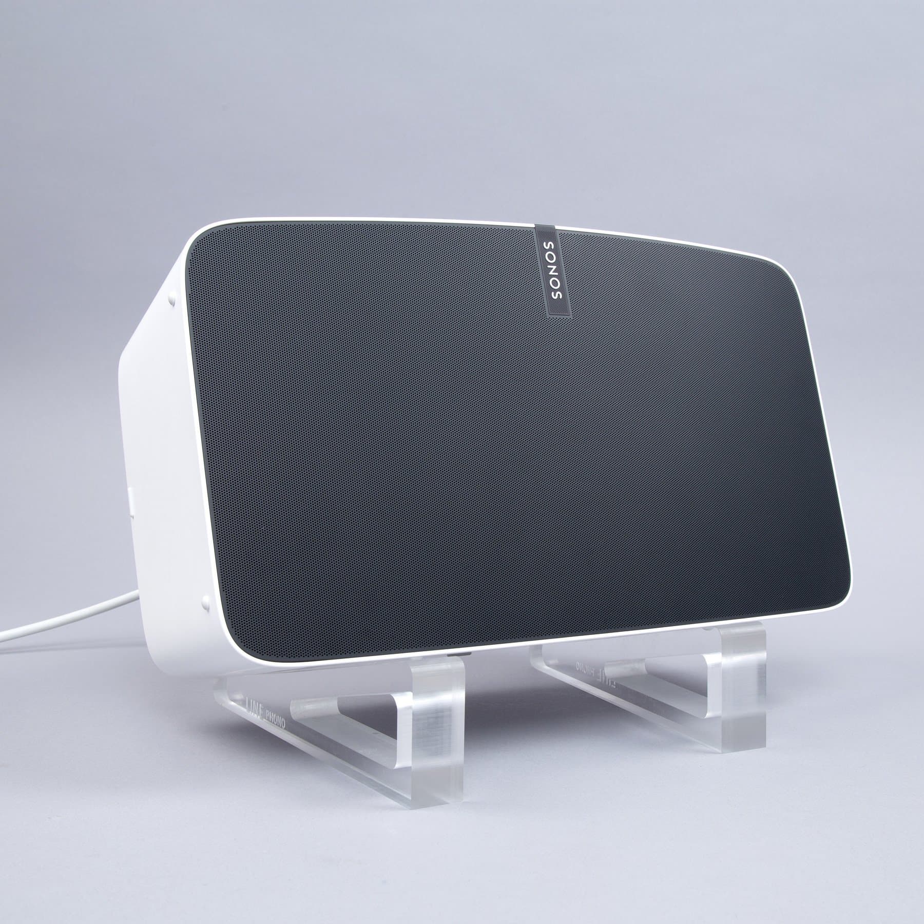 Line Phono: Acrylic Speaker Angler Stands - Single for (1) Speaker, Fits Bookshelf Speakers, Sonos Play:5, Made in The USA