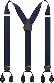 Y Back Button 1.4" Suspenders for Men with Stylish Leather Button Ends Long Lasting Stretch Ultimate Fashion
