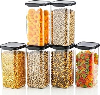 VOLTURI Air Tight Kitchen Containers Set of 8, Kitchen Storage Box for Pulses, Cereals, Grains, Dry Fruits, Pantry Organization, Kitchen Accessories Items for Home, Food Grade (1500 ML, Transparent)