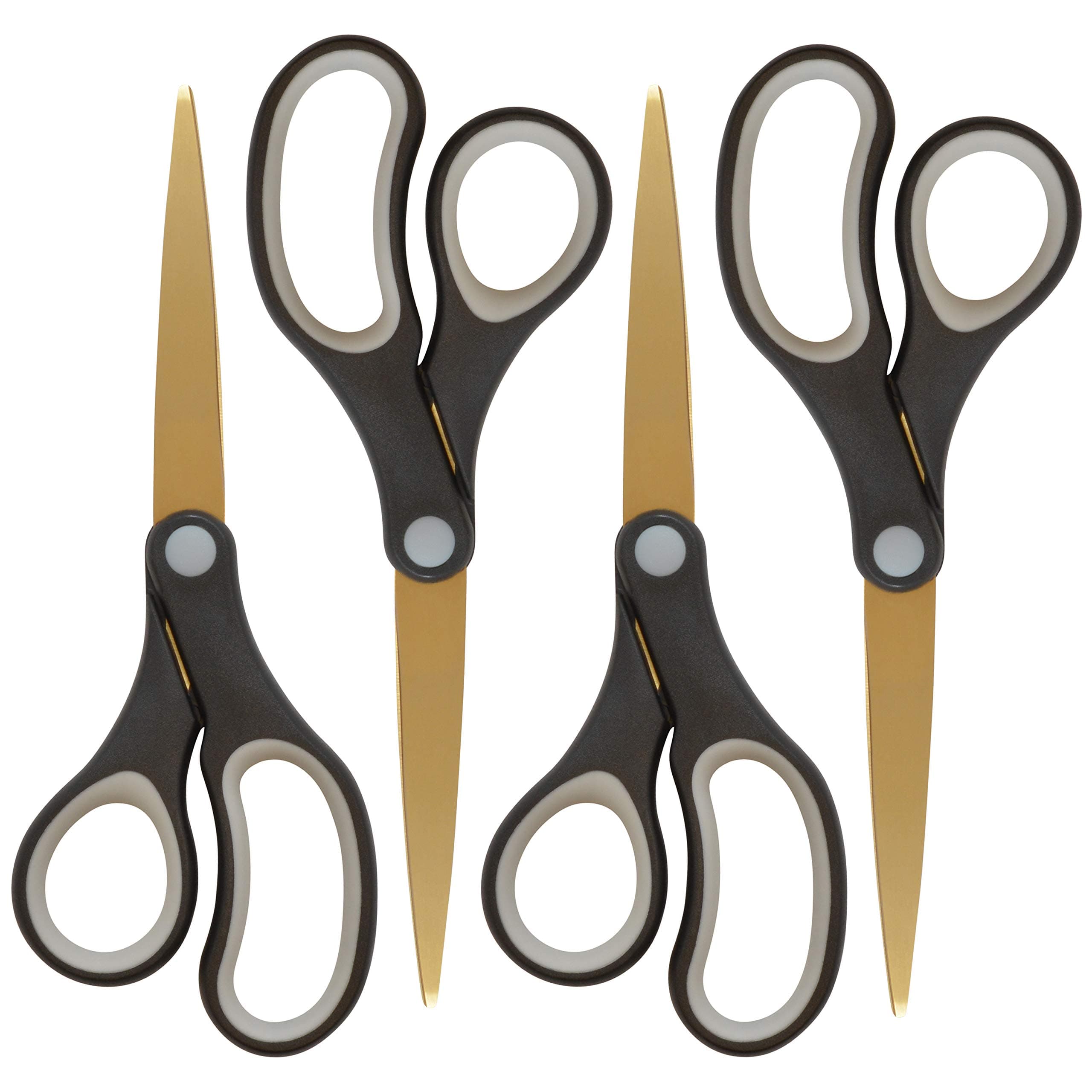 55848 8-Inch Titanium-Bonded Scissors For Office and Home, Black/Gold, 4 Pack