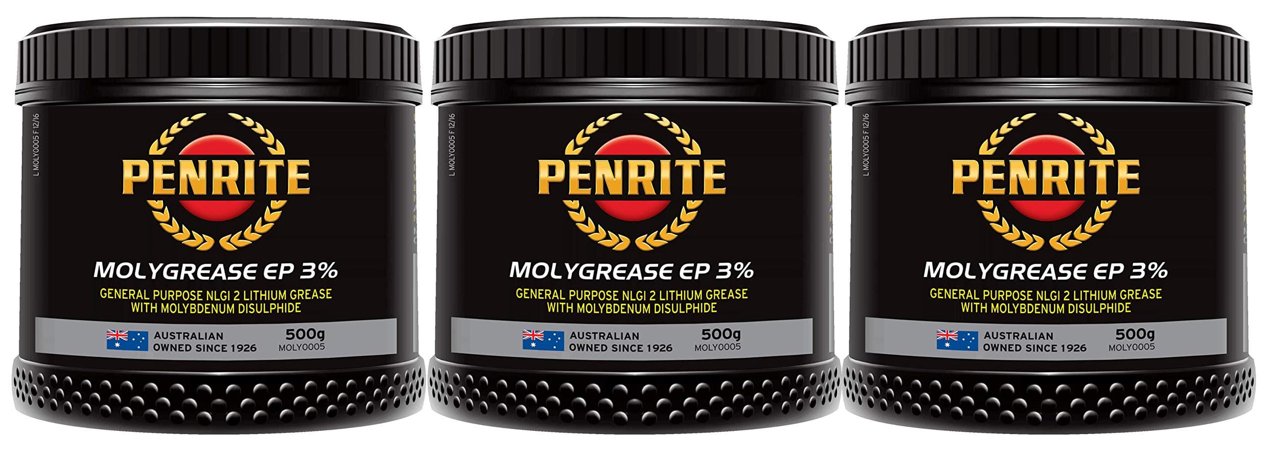 Penrite Molygrease EP 3% NLGI 2 Lithium Grease with Molybdenum, 500g X3