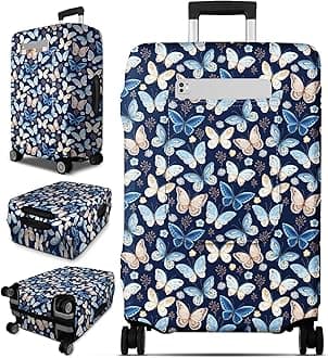 Slohif Luggage Cover for Suitcase Tsa Approved Protector - Luggage Sleeve Large Suit Case Cover Travel Stretch Baggage Case Protective Washable Fit 28-30 Inch Blue Butterfly L