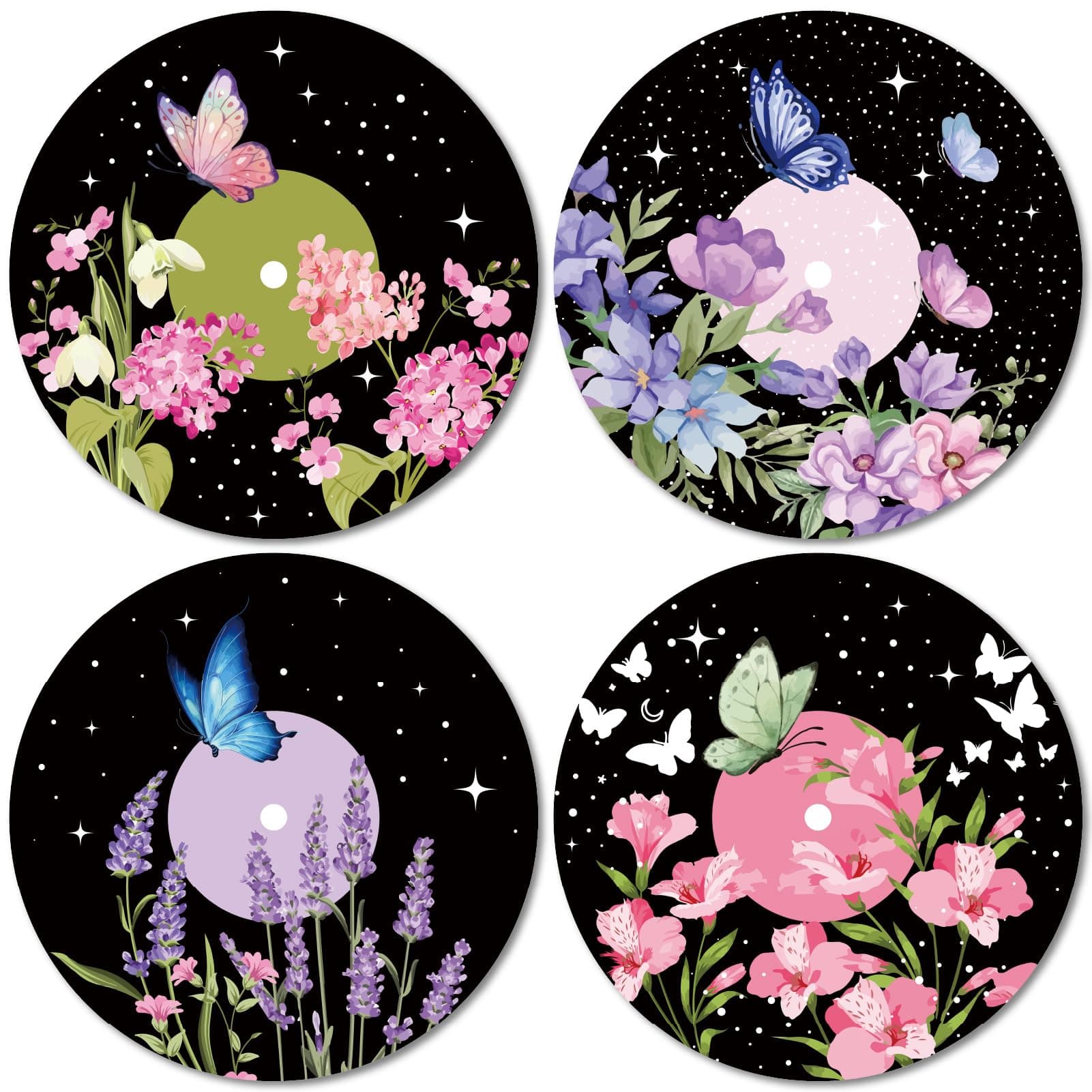 CREATCABIN 4Pcs Records Wall Decor Hippie 1950s Decor Collage Display Signs Butterfly Flower Aesthetic Vintage Y2K Room Decor for Dorm Bedroom Teen Room Indie Art Bar Coffee Music Studio 11.6Inch