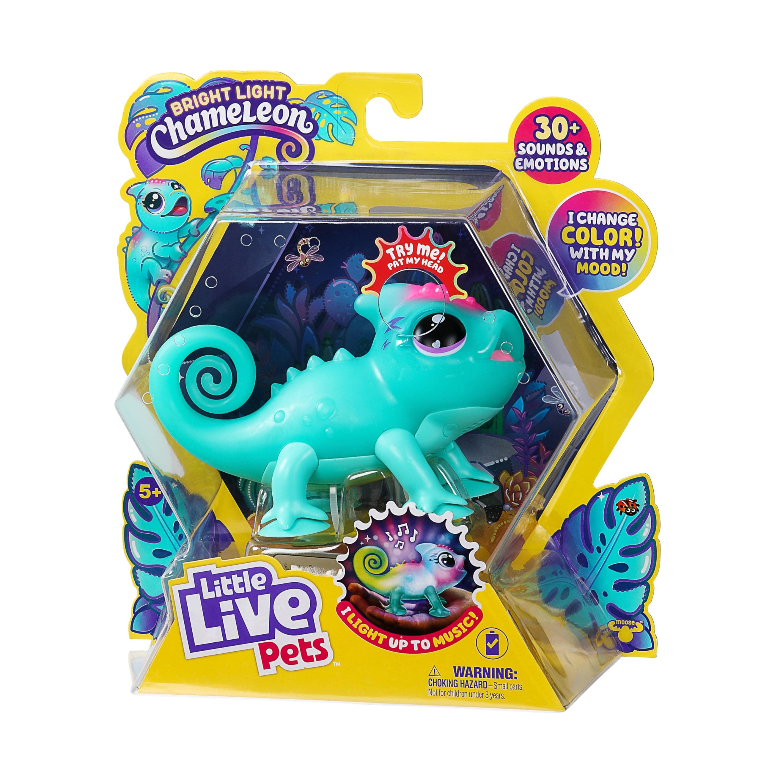 Little Live Pets Sunny The Li’l Chameleon Toy, Interactive Light Up Toy Pet with 30+ Sounds and Beat Detection, Interactive Animal Toys for Ages 5+