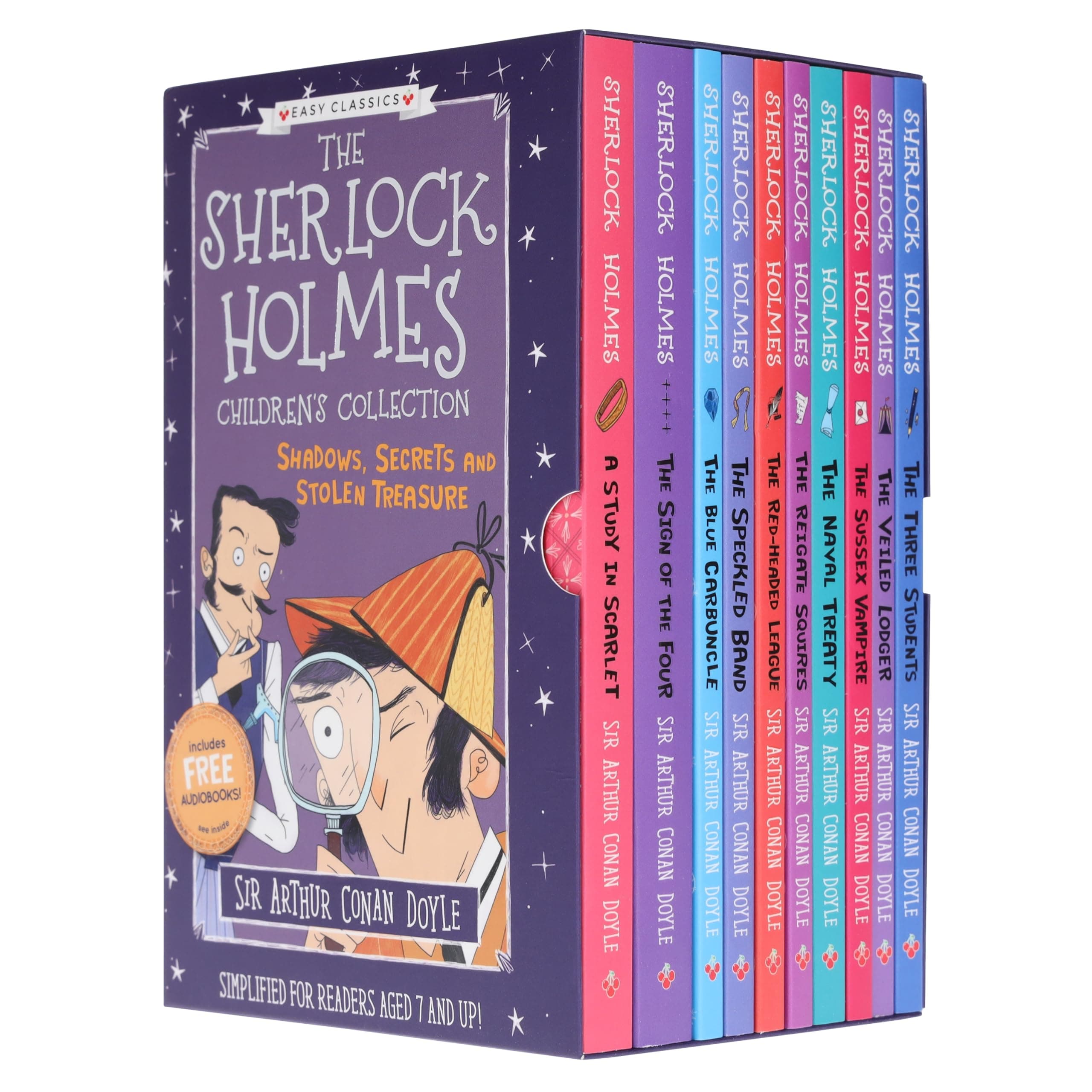 Sherlock Holmes Series 1 Shadows, Secrets and Stolen Treasure 10 Books Children's Collection Set (A Study In Scarlet, The Sussex Vampire, Three ... Secrets and Stolen Treasure (Easy Classics))