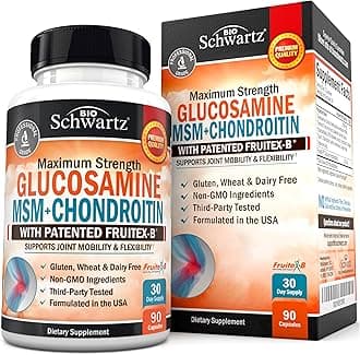 Glucosamine Chondroitin MSM Joint Support Supplement - Collagen Peptides, Turmeric and Ginger, Hyaluronic Acid, Glucosamine Chondroitin Sulfate for Joint Comfort - Gluten Free, Non GMO, 90 Capsules