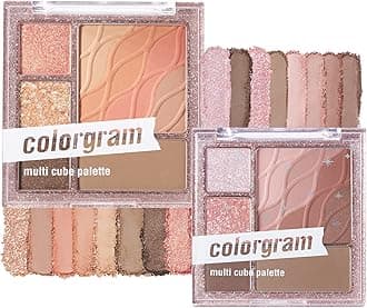 COLORGRAM Multi Cube Palette 5 Colors X 2 SET (02 Romantic Cube & 03 Lovely Cube) | Eyeshadow Palette for Daily makeup, Ultra-Blendable, Matte, Glitter, Shimmer Shades 0.3 fl.oz. X 2 COUNT