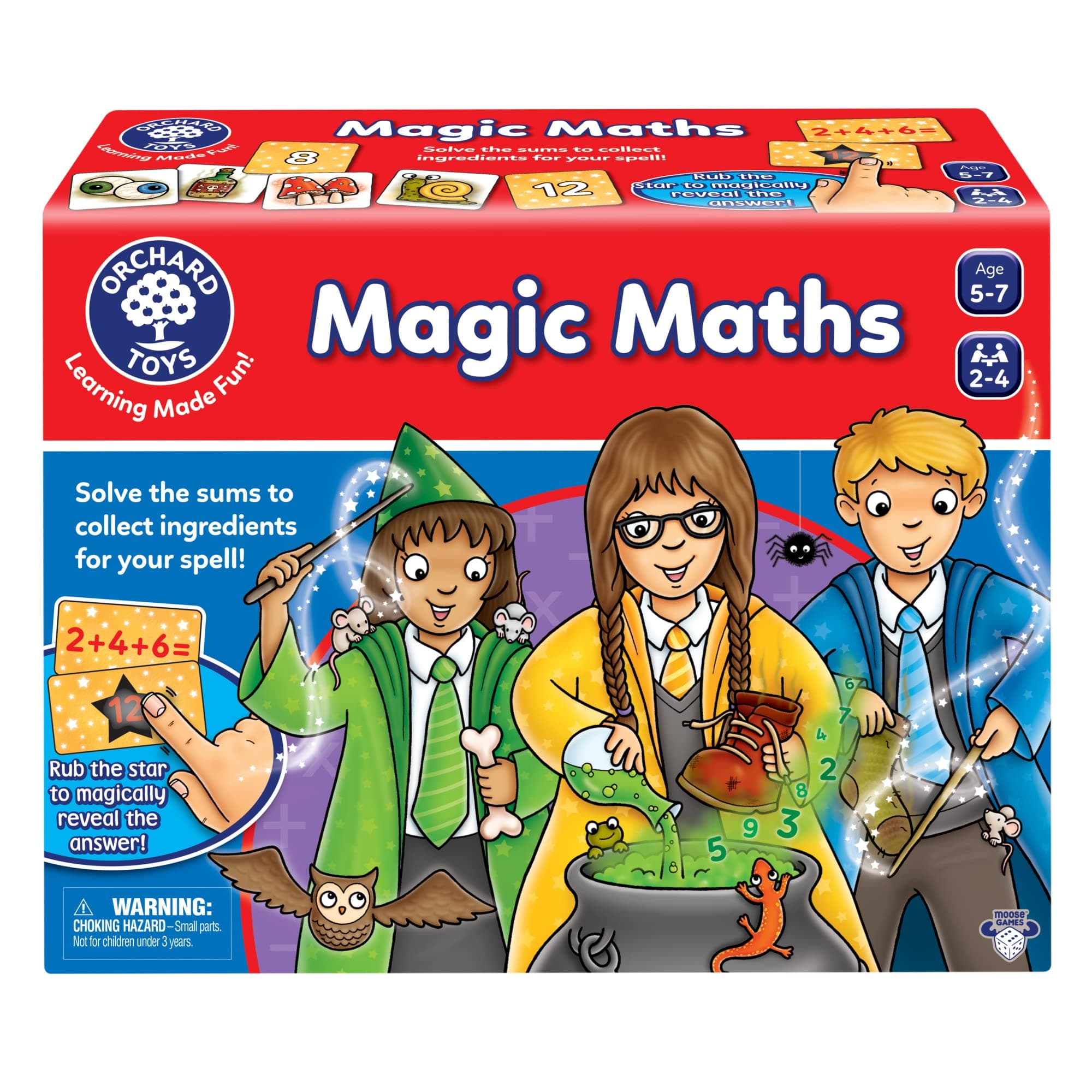 Orchard Toys Moose Games Magic Maths Game. an exciting and spellbinding Math Game. for Ages 5-7 and for 2-4 Players