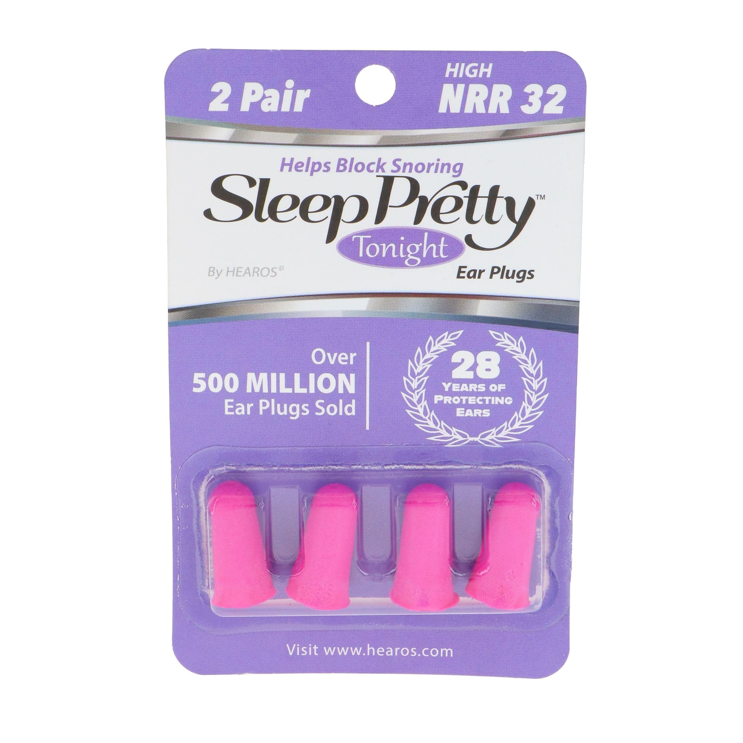 Sleep Pretty Tonight Ear Plugs, Foam NRR 32, 2 Pair, Pink (5815)