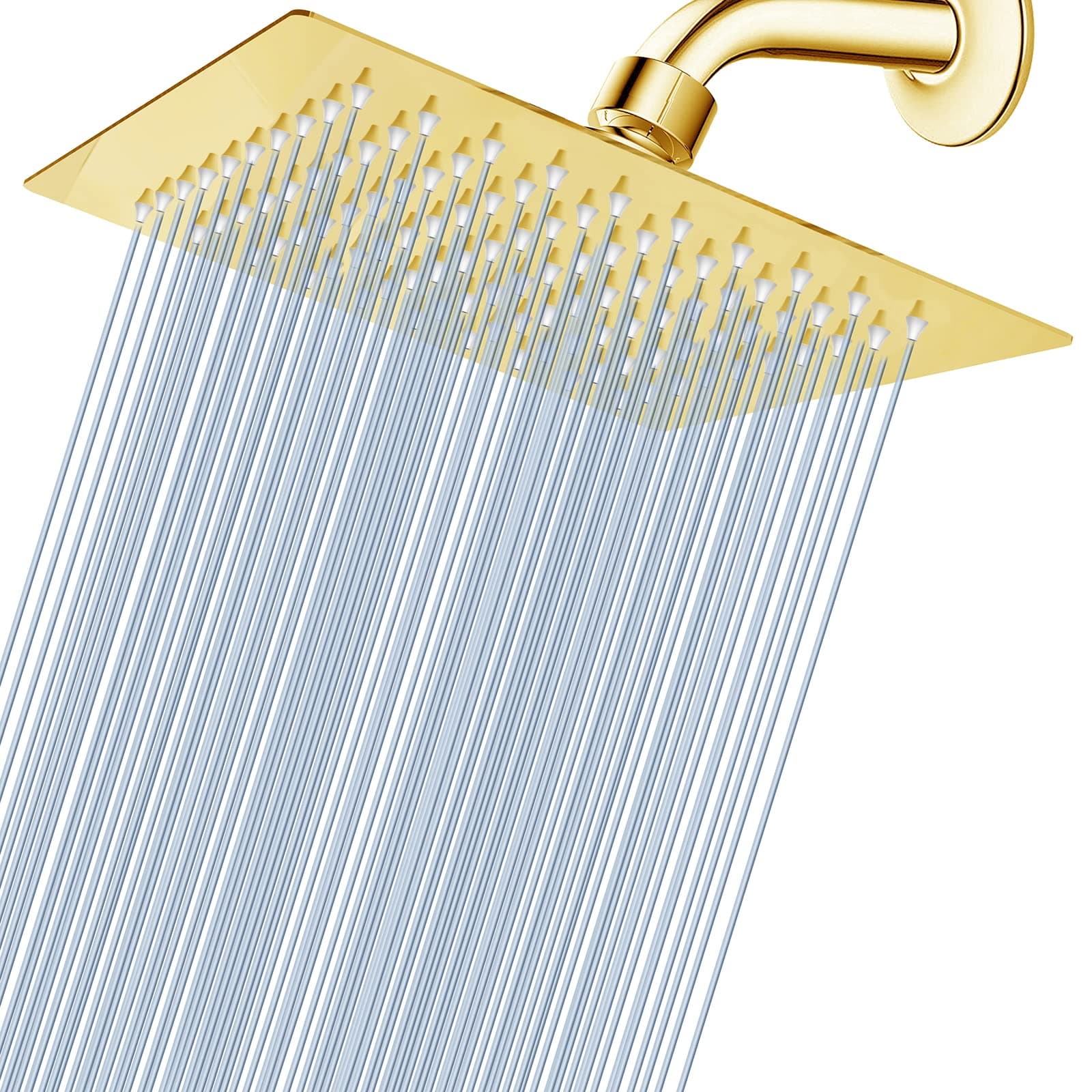 Voolan Rain Shower head, High Pressure Shower Head Made of 304 Stainless Steel, Relaxed Shower Experience Even at Low Water Flow and Pressure (8" Gold)