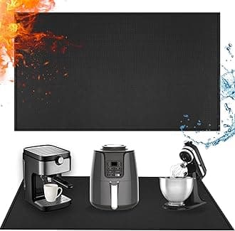Amerbro Extra Large Heat Resistant Mat for Countertop, 16 x 78in Fireproof Silicone Mats for Kitchen Counter, Easy to Clean Countertop Protector Mat for Air Fryer, Coffee Maker, Toaster, Oven, Black