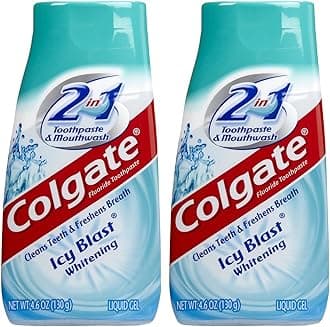 Colgate 2 in 1 Whitening Icy Blast Toothpaste & Mouthwash, 4.6oz, 2pk