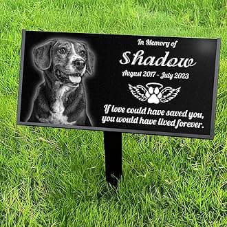 Personalized Black Granite pet Memorial Stone,pet Grave Markers Plaque, Customized Headstone, Dog Memorial Gifts for Loss of Dog,Cats, and Family Pets, Personalized pet tombstones