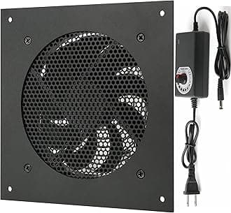 Nalle 120MM Quiet Cooling Single Fan System with Power Adapter and Speed Control for Home Theater AV Cabinets Server Cabinet Greenhouse Cooling 6.3 * 6.3" Front-Panel
