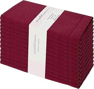 PurpleEssences Set of 12 Hemstitch Cloth Dinner Napkins 100% Cotton - Soft Durable Washable - Ideal for Wedding Spring Summer - Perfect Everyday Use Table Linen 18x18 - Burgundy