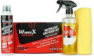 Waterless Car Wash Kit Car Cleaning Spray 100x Concentrate | 100 TIMES DILUTABLE with Empty Spray Bottle Microfiber Cleaning Cloth | Car Washing Without Water