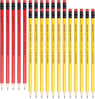 M&G Wood-Cased 2B Pencils, Pre-Sharpened, 24 Count, Yellow & Red, Hexagonal, Ergonomic Grip, Ideal for Schools & Offices