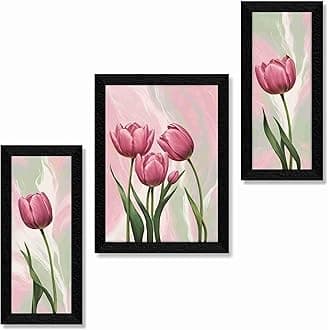 SAF flower pot Paintings for Wall Decoration - Set Of 3, 3d modern art Painting for Living Room Large Size with Frames for Home Decoration, Hotel, Office painting 103 cm x 65 SANF-SXL36059