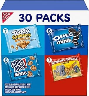 Team Favorites Variety Pack, OREO Mini, CHIPS AHOY Mini, Teddy Grahams Honey & Barnum's Animal Crackers, 30 Snack Packs