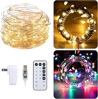 USB Fairy String Lights, 40FT 120LED Firefly String Lights, 8 Lighting Modes Twinkle Lights for Bedroom Halloween Christmas Tree Wreath Party Wedding Baby Shower Decoration, Pure White