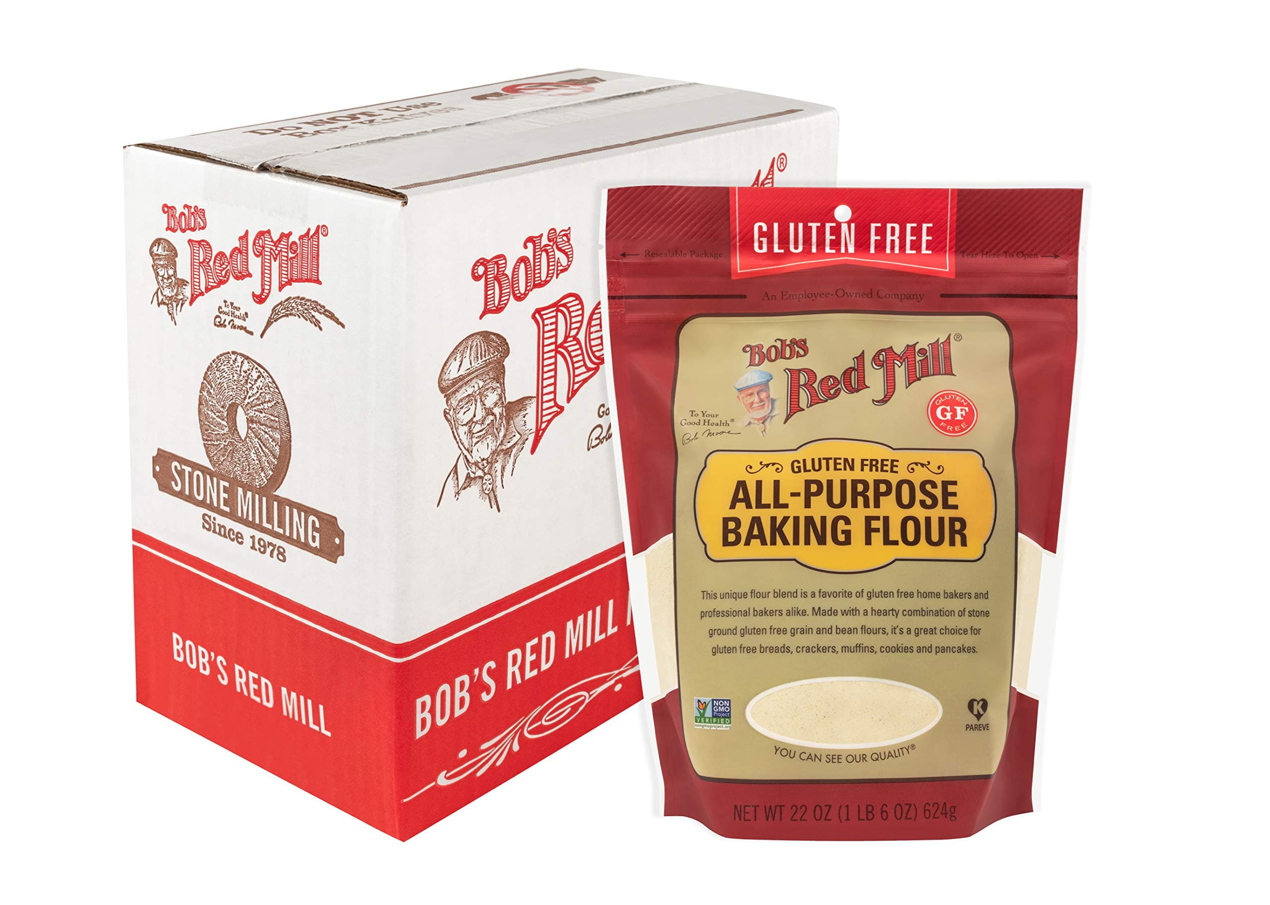Bob's Red Mill Gluten Free All Purpose Baking Flour, 22oz (Pack of 4) - Vegan, Kosher