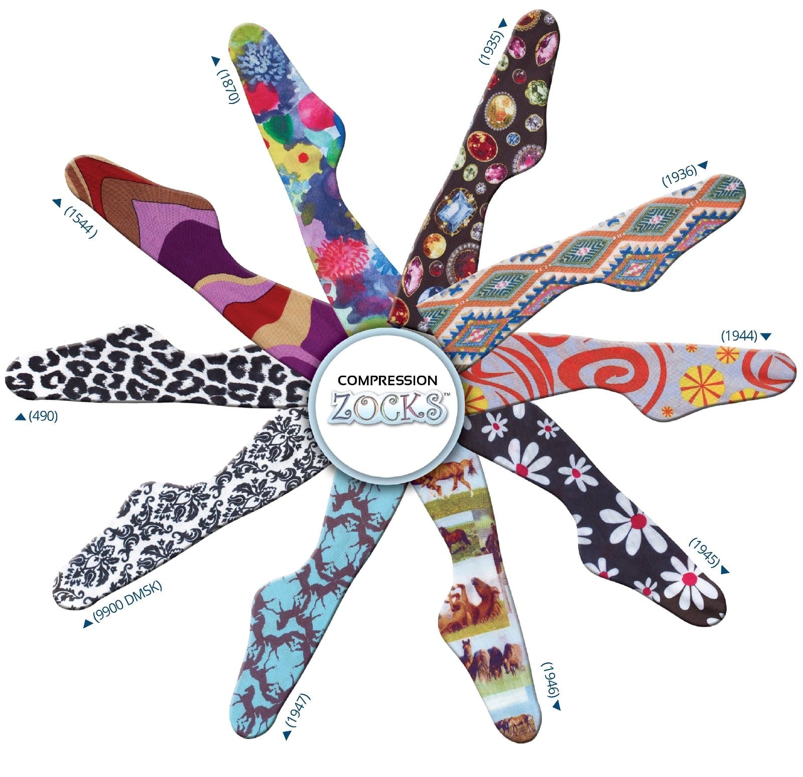 Therapeutic Compression Zocks - (490 Black and White Cheetah, L911)