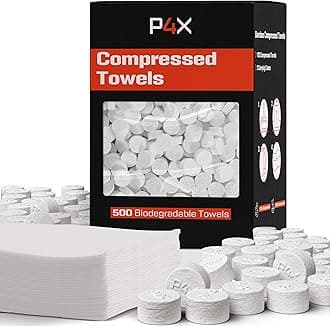 Compressed Towel Tablets - 100% Bamboo Camping Toilet Paper Tablets, Great for Hiking, Travel and Backpacking - Disposable Washcloths, Body Wipes, Paper Towel Coin Tissue - 500 Pack with Metal Cases