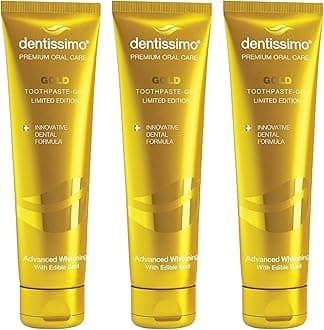 Gold Advanced Whitening Gel Toothpaste with Fluoride, Premium Swiss Oral Care, 2.5 Fluid Ounces, Made in Italy (Pack of 3)