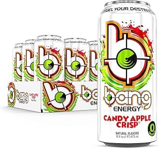 Bang Candy Apple Crisp Energy Drink, 0 Calories, Sugar Free, 16 Fl Oz (Pack of 12)