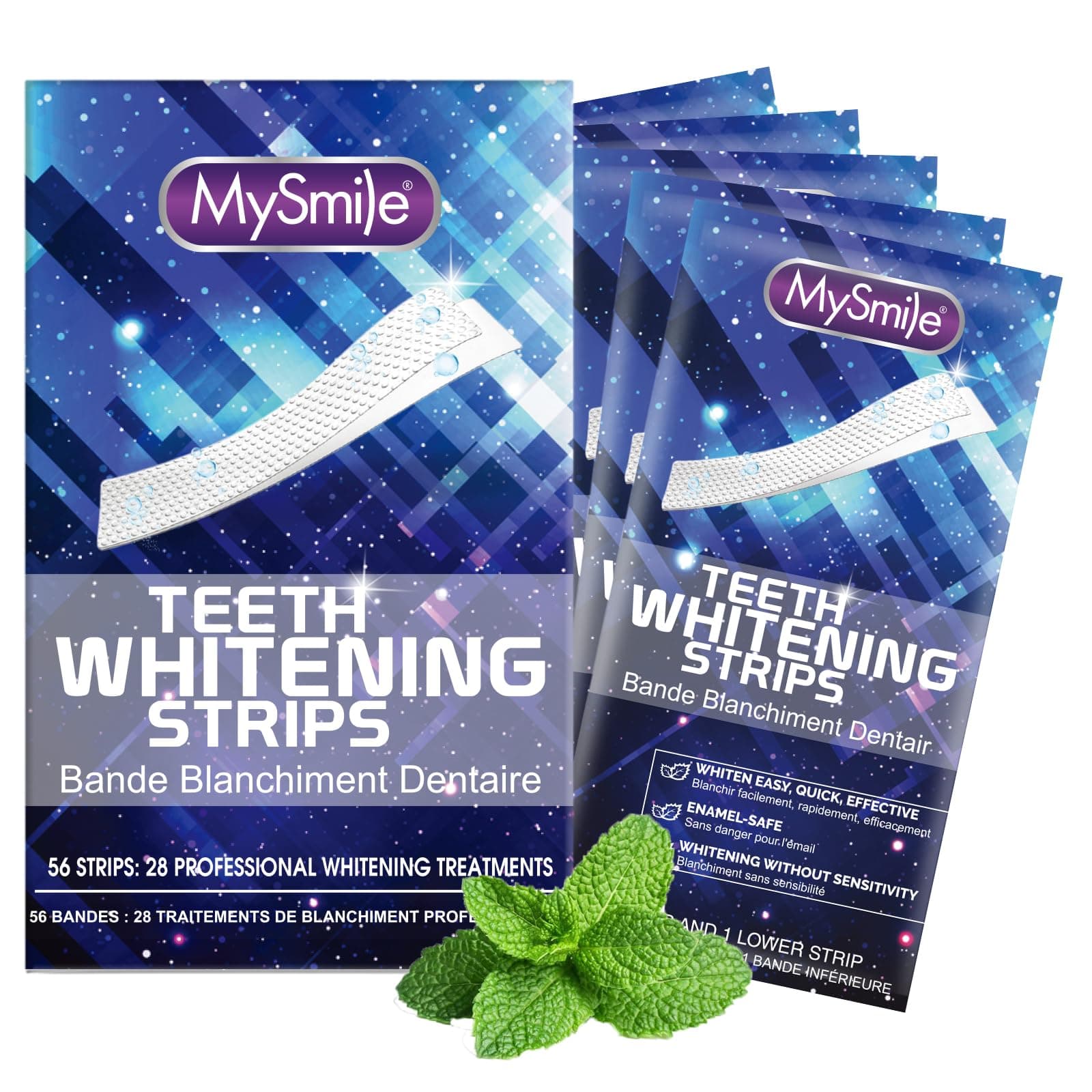 MySmile Teeth Whitening Strips, 28 White Strips Teeth Whitening Kit, Non-Sensitive 14 Sets Teeth Whitener for Tooth Whitening, Helps to Remove Smoking Coffee Soda Wine Stain, Up to 10 Shades Whiter