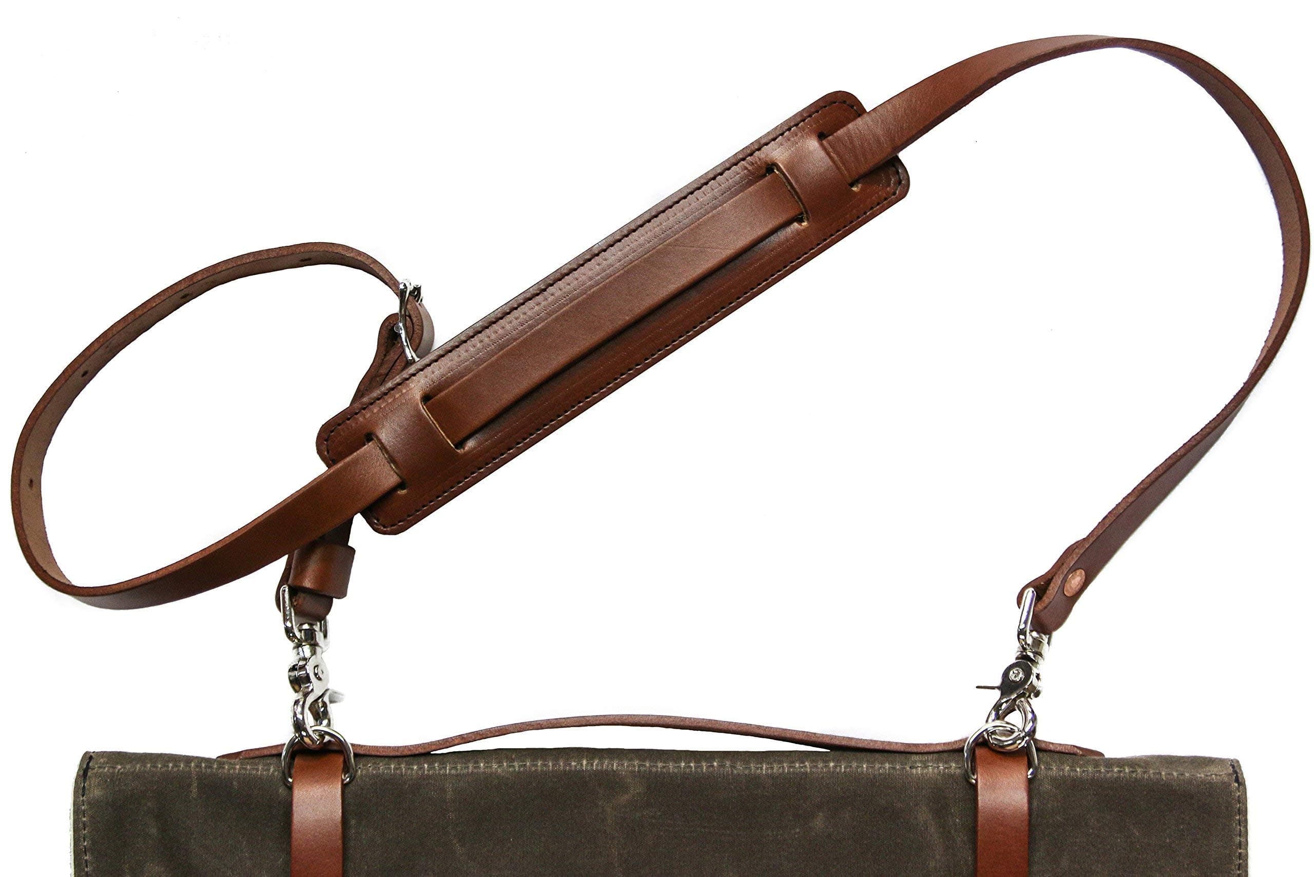 Knife Roll Shoulder Strap - Brown Leather - Made in USA