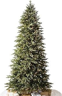 Silverado Slim - Realistic Narrow Christmas Tree with True Needle Foliage with Premium Stand & Easy Assembly for Indoor Holiday Decorating, LED Clear, 7'