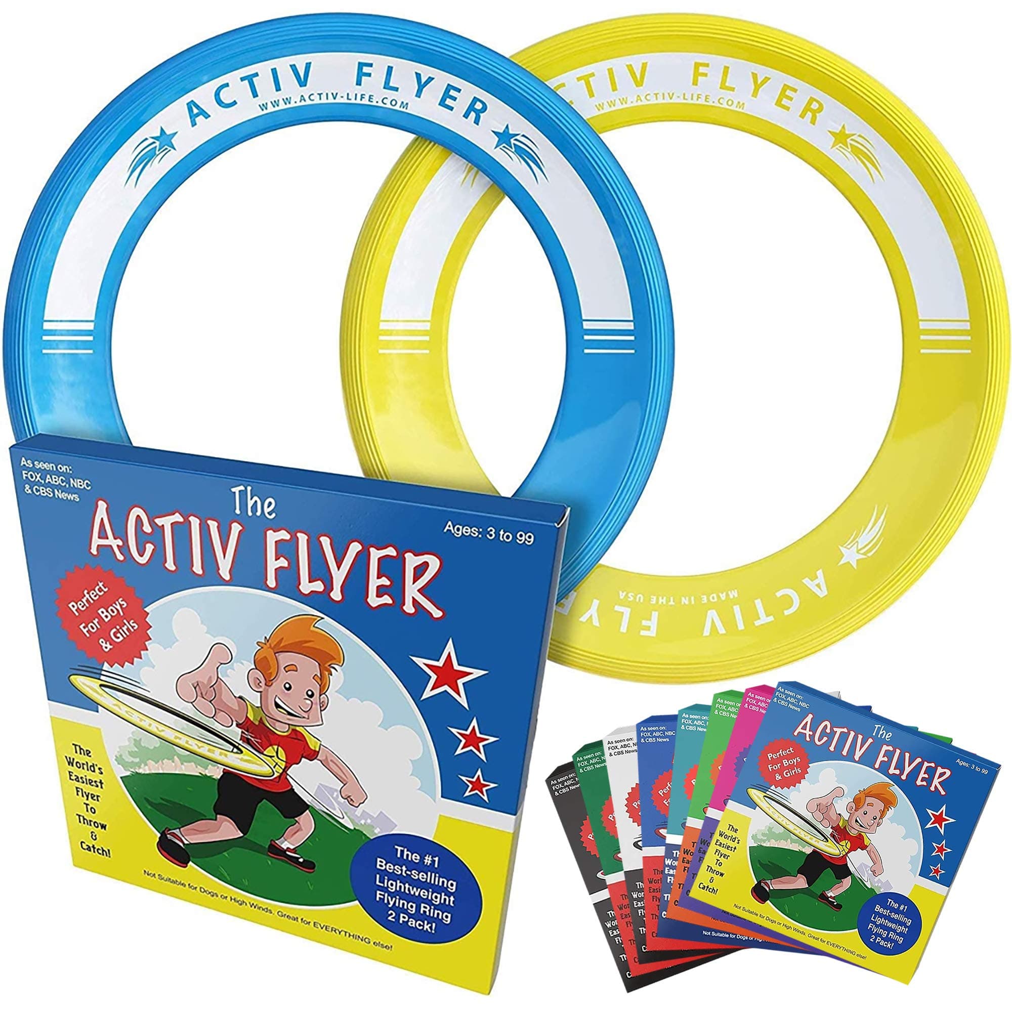 Activ Life 2 Pack Flying Rings for Kids, Fun Beach Toys, Gifts for Boys Girls Teens, Cool Family Outdoor Games, Play at Swimming Pool, Playground, Basket Fillers Birthday Presents