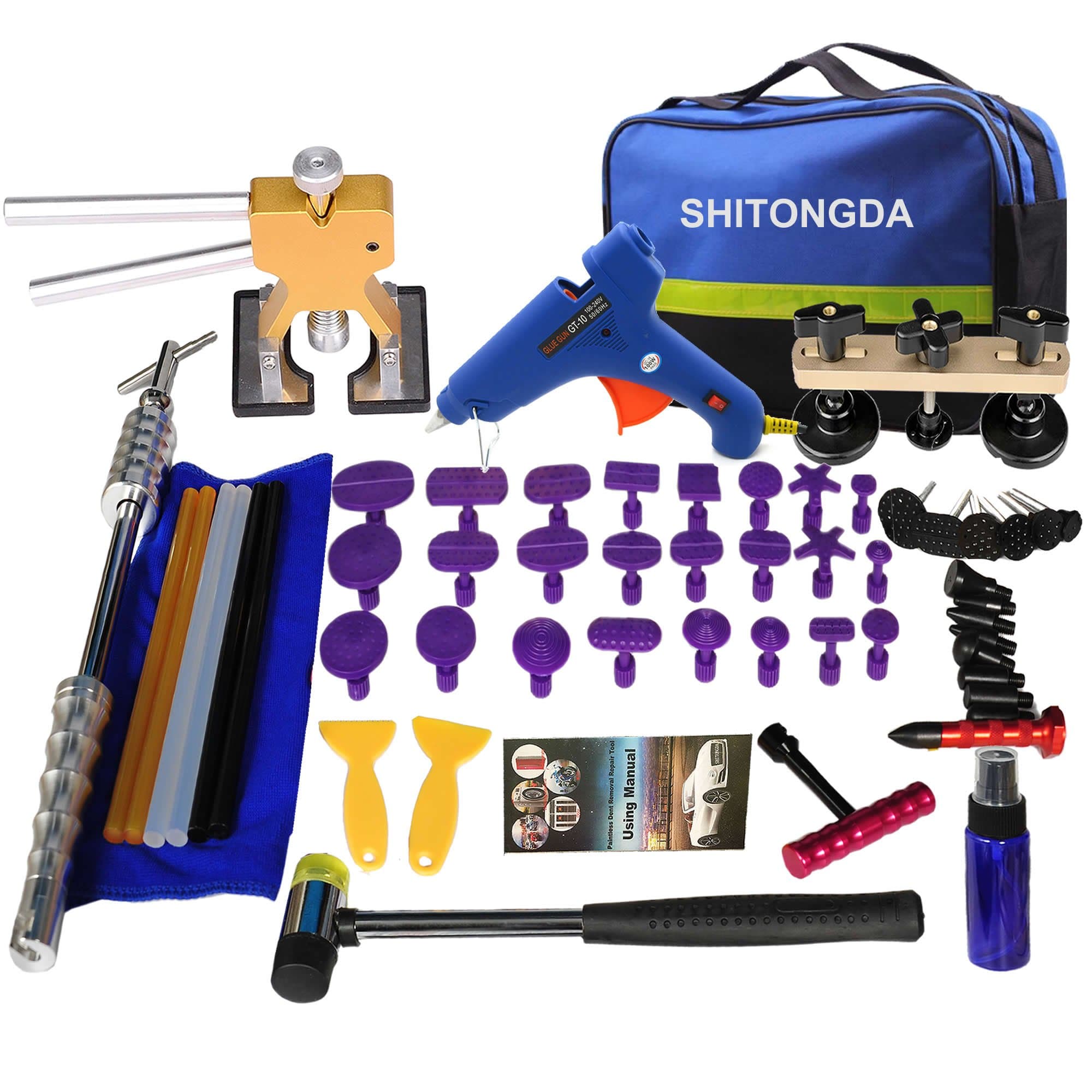 SHITONGDA Dent Puller Car Paintless Dent Removal Repair Tool Down Slide Hammer Glue Gun Stick Pro Pulling Tabs Kit
