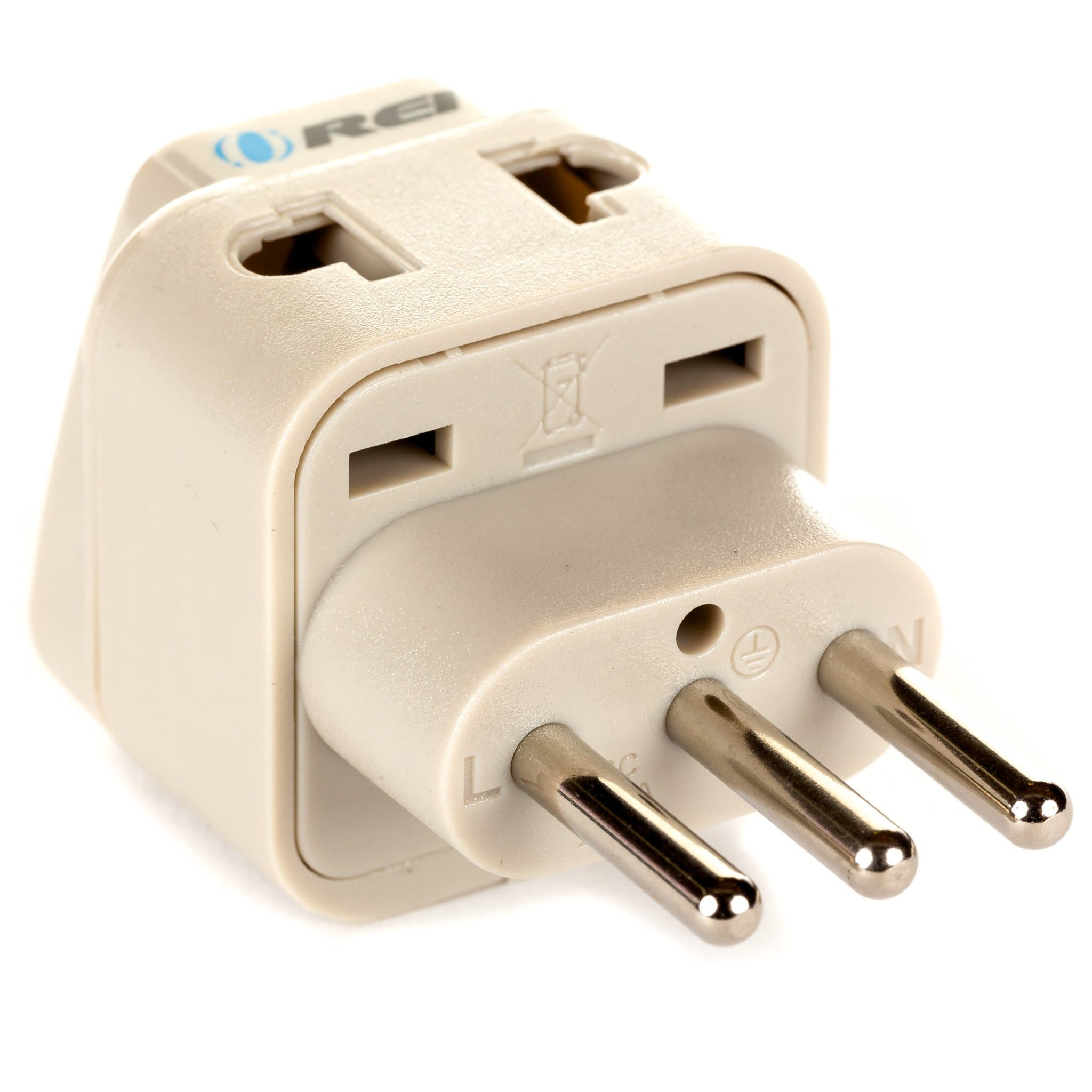 OREI Grounded Universal 2 in 1 Plug Adapter Type L for Italy, Uruguay & more - CE Certified - RoHS Compliant WP-L-GN